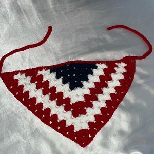 Crochet American flag colored bandana❤️🤍💙